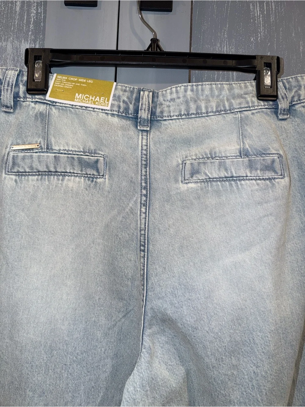 Michael Michael Kors Selma Crop Wide Leg Jeans Size 8 NWT Light Wash